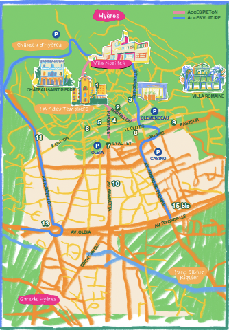 Map des bonnes adresses Hyères - © Alexandre Benjamin Navet, Villa Noailles Hyères