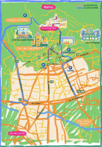 Map des bonnes adresses HyÚres - © Alexandre Benjamin Navet, Villa Noailles HyÚres