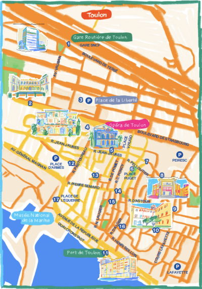 Map des bonnes adresses Toulon - © Alexandre Benjamin Navet, Villa Noailles HyÚres