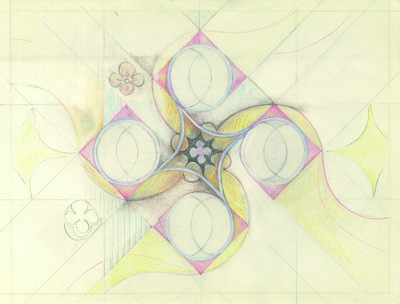 *Alix Cassagnes*,
vit et travaille à Paris, 1998

Alix Cassagnes accompagne sa transition de genre par la réalisation d’un trousseau : motifs hiéraldiques, dessins techniques, impressions sur soie, expérimentations, dentelle aux fuseaux, broderie, jours à fils resserrés, etc. sont autant de manières de se révéler intimement et délicatement, de prendre sa place dans le monde. Diplômée des Arts-Déco de Paris, elle se dirige cette année vers la mode.

Carreaux, graphite et crayons de couleur, 19,5 x 14,5 cm.
Courtesy de l’artiste. - © Villa Noailles Hyères